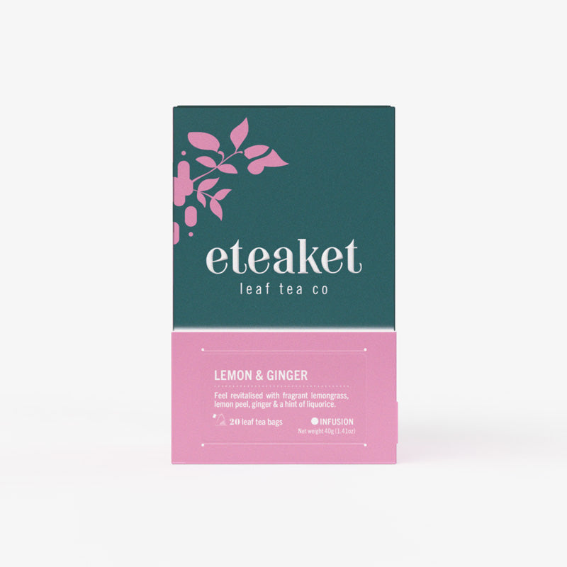 Lemon and Ginger Tea Bags – 20 tea bags carton front