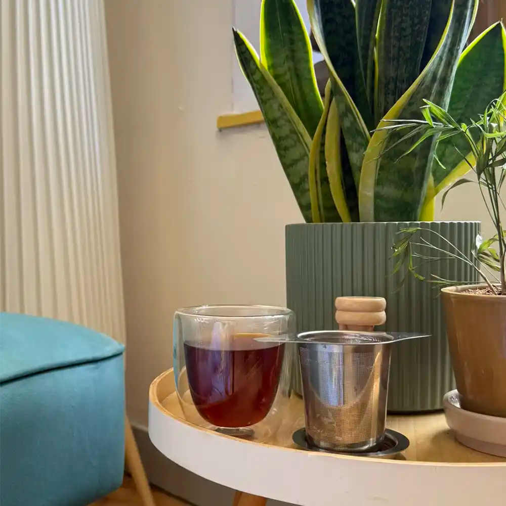 Fine Mesh Infuser Basket with Drip Tray – lifestyle photo