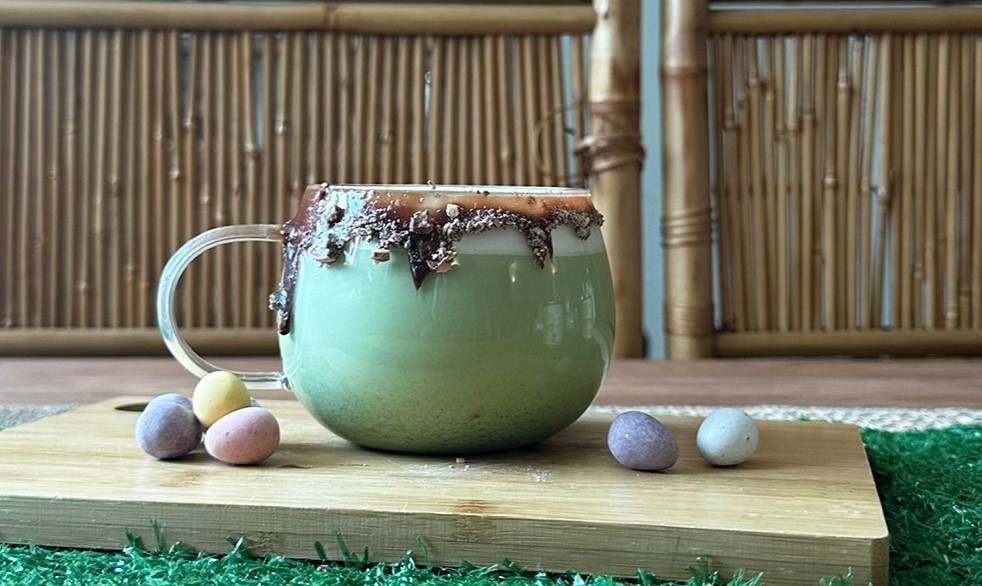 Mini Egg Pistachio Matcha Latte